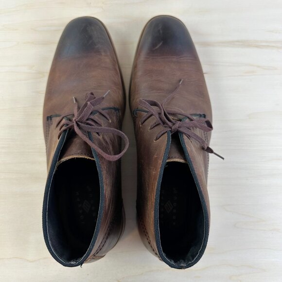 Joseph Abboud Men's Leather Shoes 8.5 D Oiled Graduated Brown Lace Up‎ Dress - Picture 2 of 11